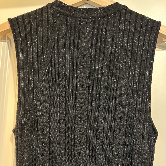 NWT CABLE-KNIT PAIGE Marium CABLE-KNIT Midi Sweater Dress BLACK SPARKLE 🖤✨ Med - Picture 12 of 16